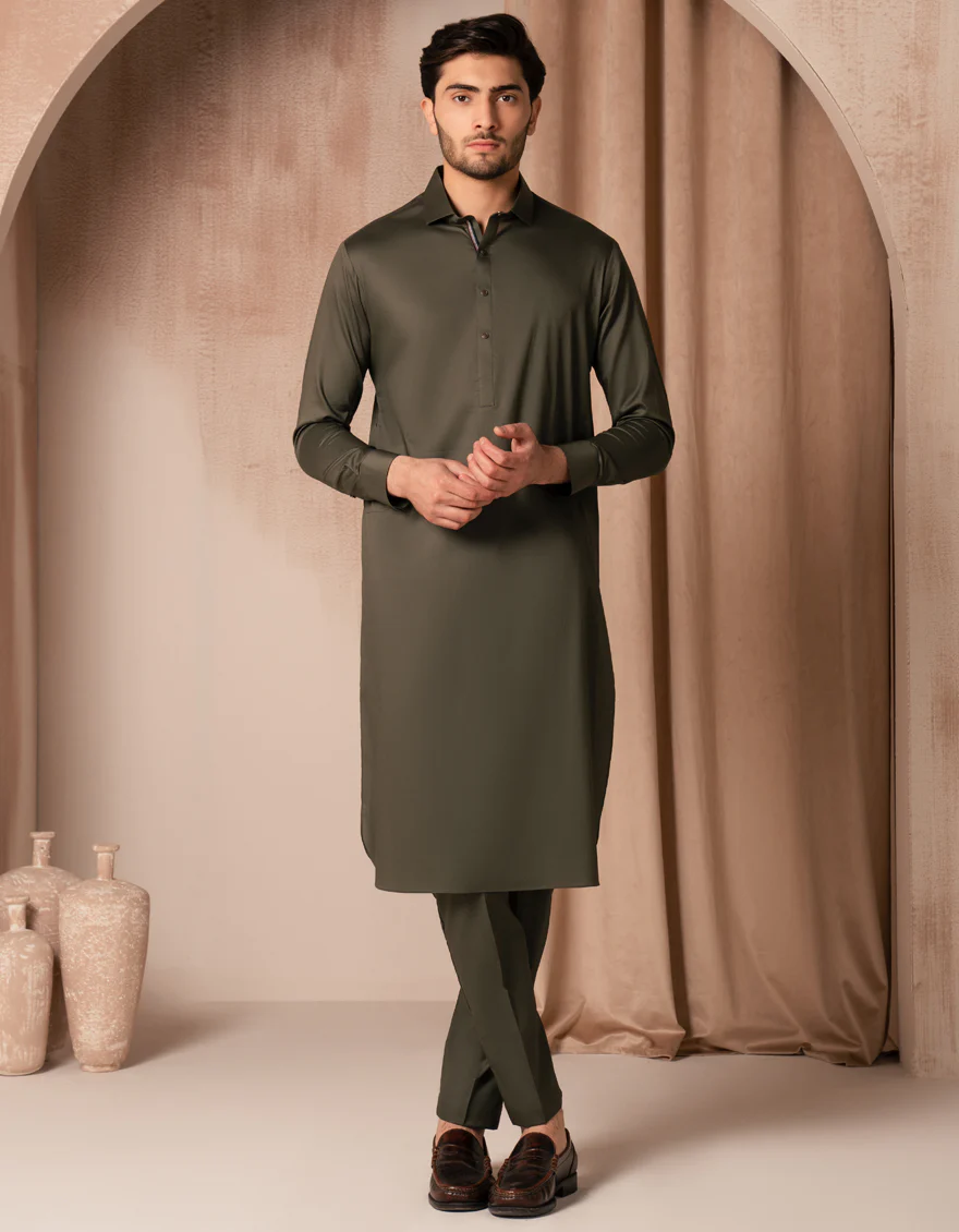 MEHNDI GREEN COTTON KURTA TROUSERS | JJKP-A-47500/S25/JJ8938-SF