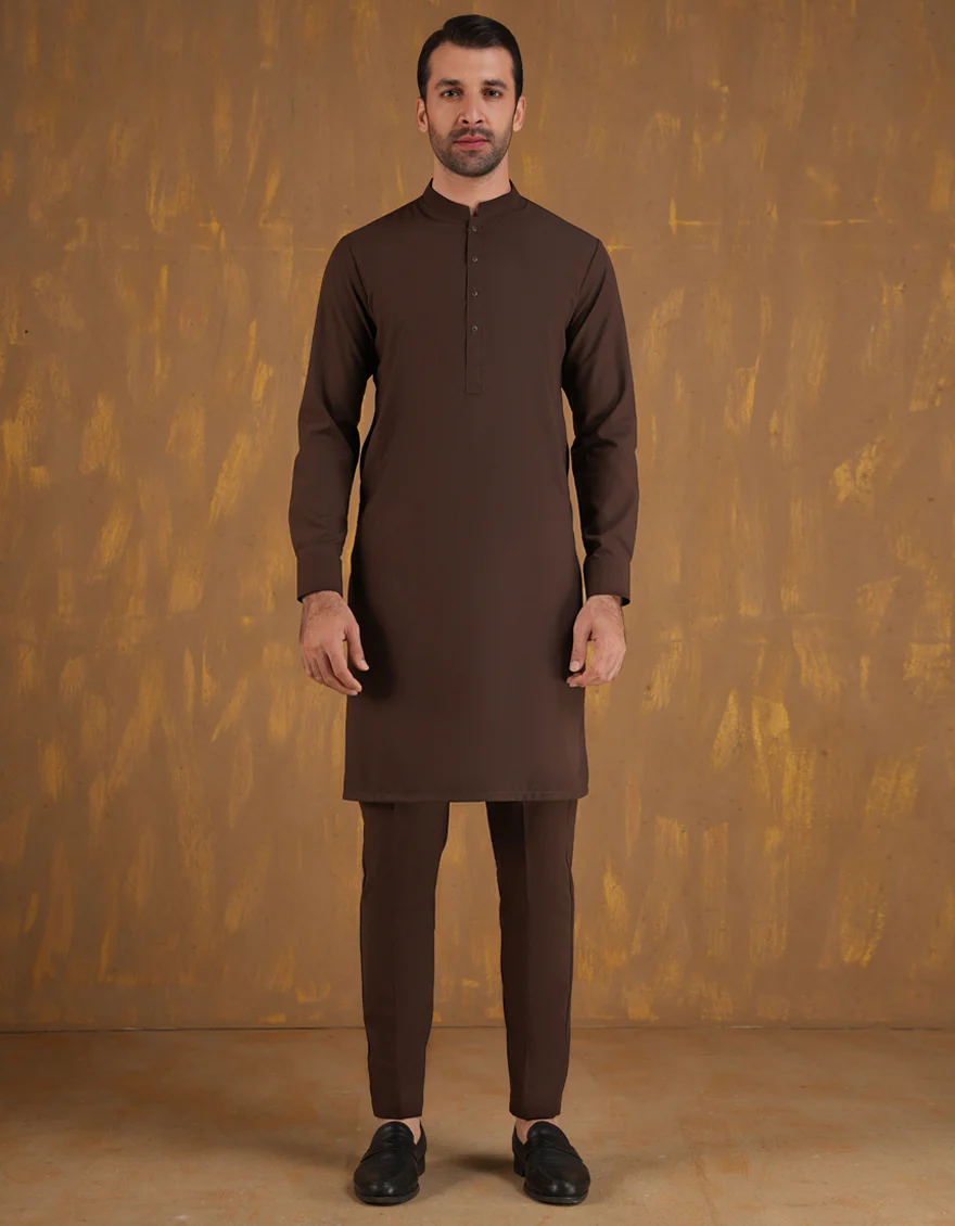 BROWN BLENDED KURTA TROUSERS | JJKP-A-47504-R1-AP/S25/JJ9773-PN