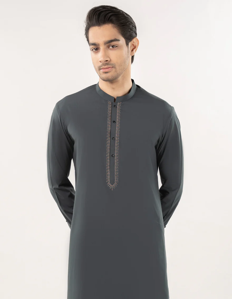 DARK GREEN BLENDED KURTA TROUSERS | JJKP-A-50015/S25/JJ10016-SF - Image 2