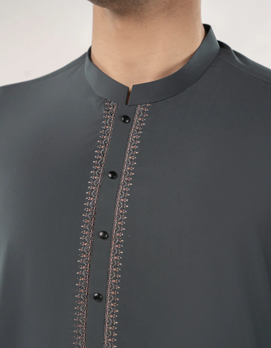 DARK GREEN BLENDED KURTA TROUSERS | JJKP-A-50015/S25/JJ10016-SF - Image 3