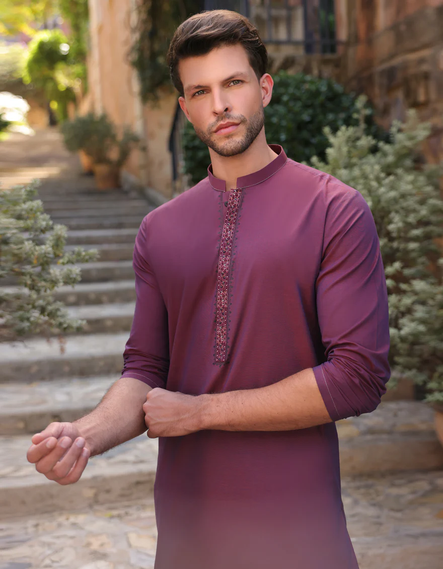 PLUM COTTON KURTA TROUSERS | JJKP-A-50040/S25/JJ9 - Image 2