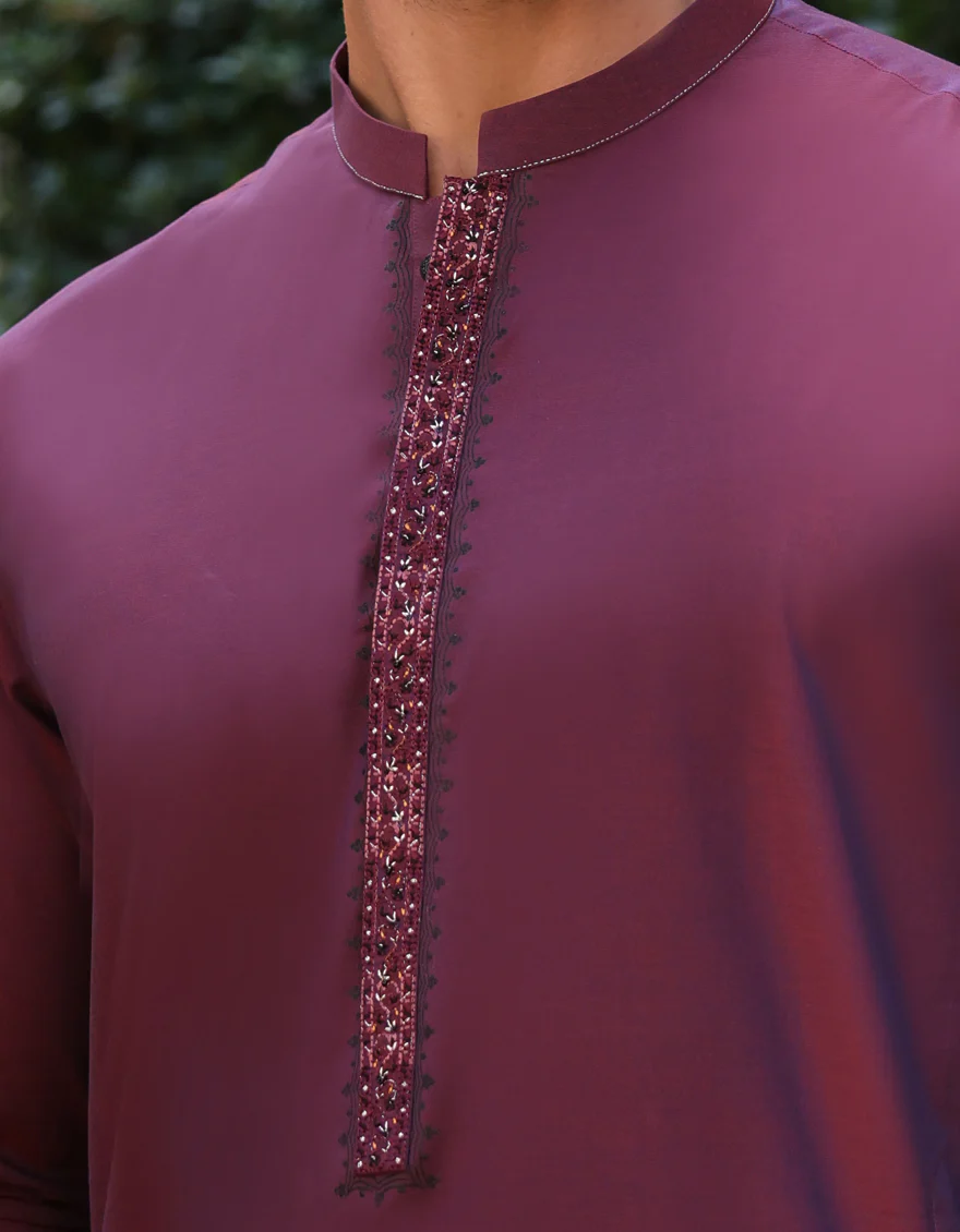 PLUM COTTON KURTA TROUSERS | JJKP-A-50040/S25/JJ9 - Image 3