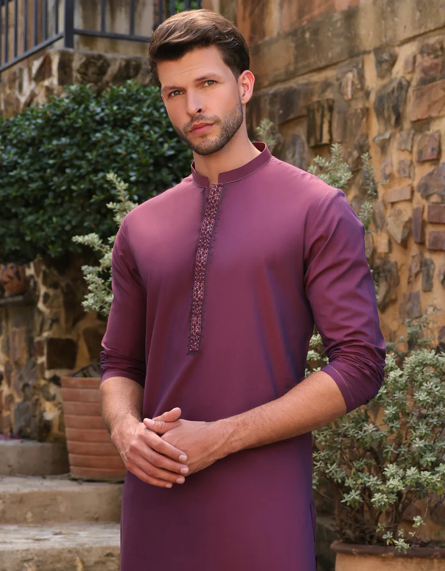PLUM COTTON KURTA TROUSERS | JJKP-A-50040/S25/JJ9 - Image 4