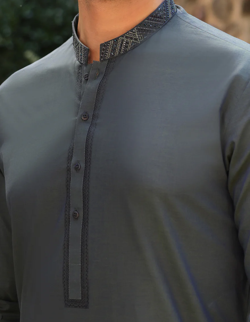 GREEN COTTON KURTA TROUSERS | JJKP-A-50057/S25/JJ9 - Image 3