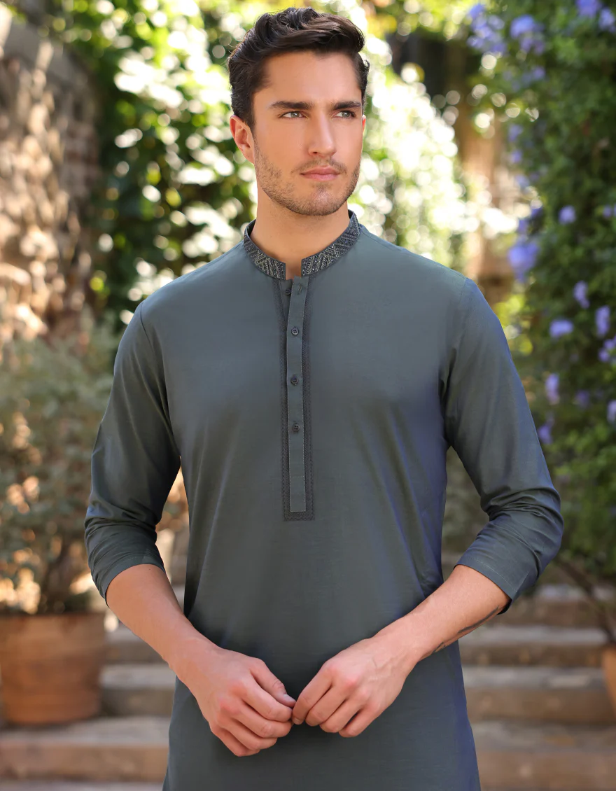 GREEN COTTON KURTA TROUSERS | JJKP-A-50057/S25/JJ9 - Image 4
