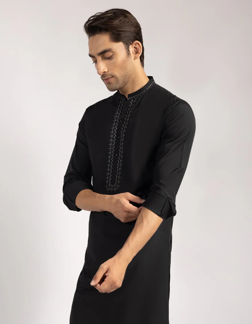 BLACK BLENDED KURTA TROUSERS | JJKP-A-50325/S25/JJ10164-FL - Image 2