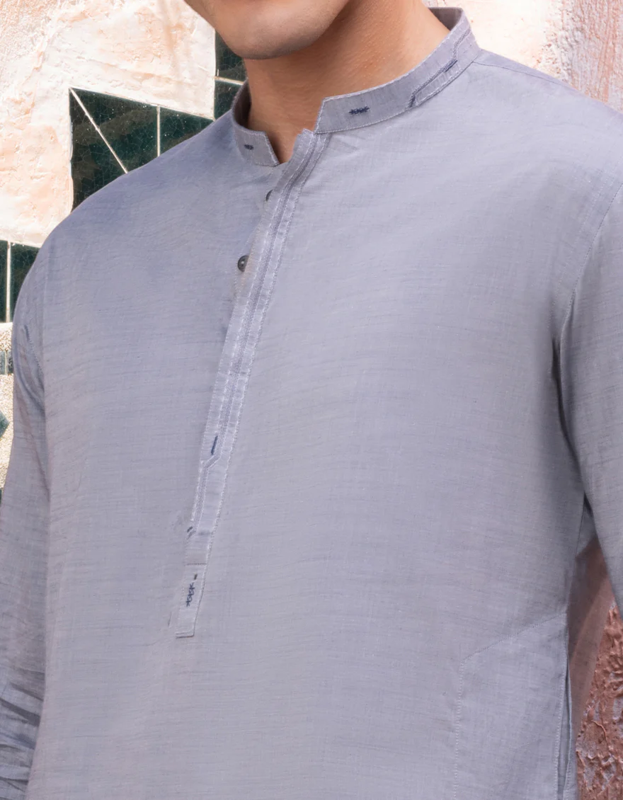 STEEL BLUE COTTON KURTA TROUSERS | JJKP-A-US-32655/W22/JJ7695-CL - Image 2