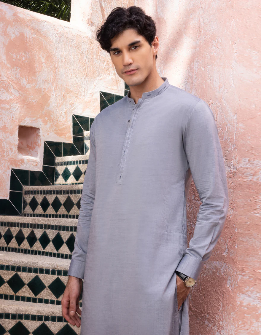 STEEL BLUE COTTON KURTA TROUSERS | JJKP-A-US-32655/W22/JJ7695-CL - Image 3