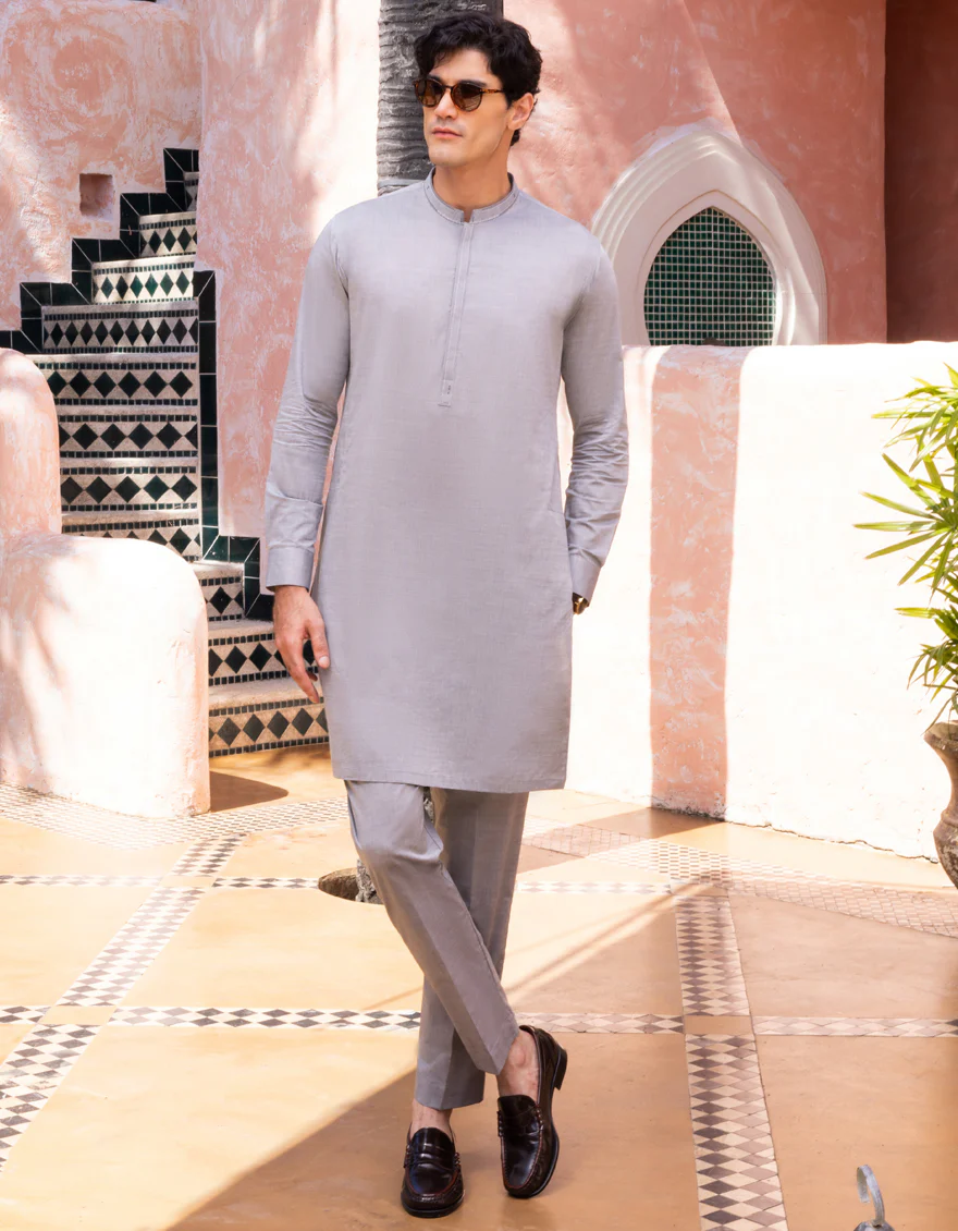 GREY COTTON KURTA TROUSERS | JJKP-A-US-32656/W22/JJ7695-CL