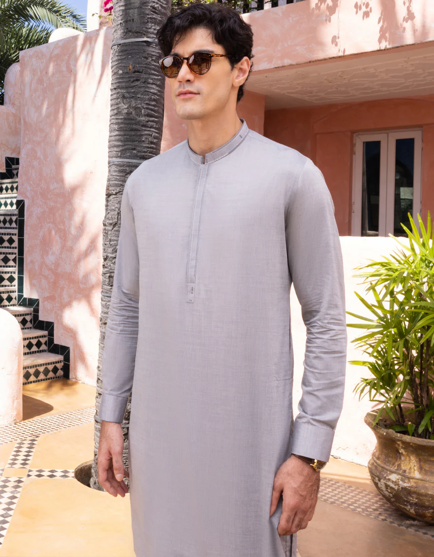 GREY COTTON KURTA TROUSERS | JJKP-A-US-32656/W22/JJ7695-CL - Image 3