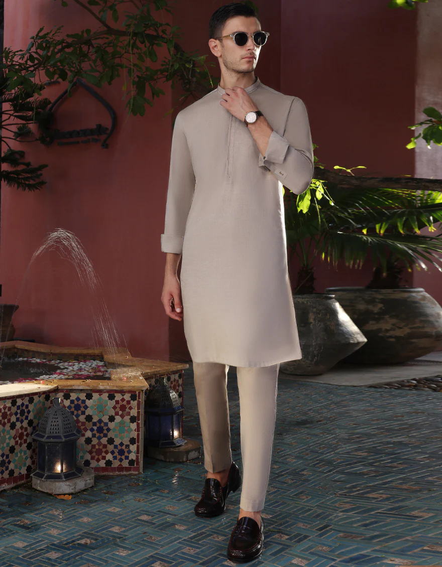 FAWN COTTON KURTA TROUSERS | JJKP-A-US-32658/W22/JJ7695-CL