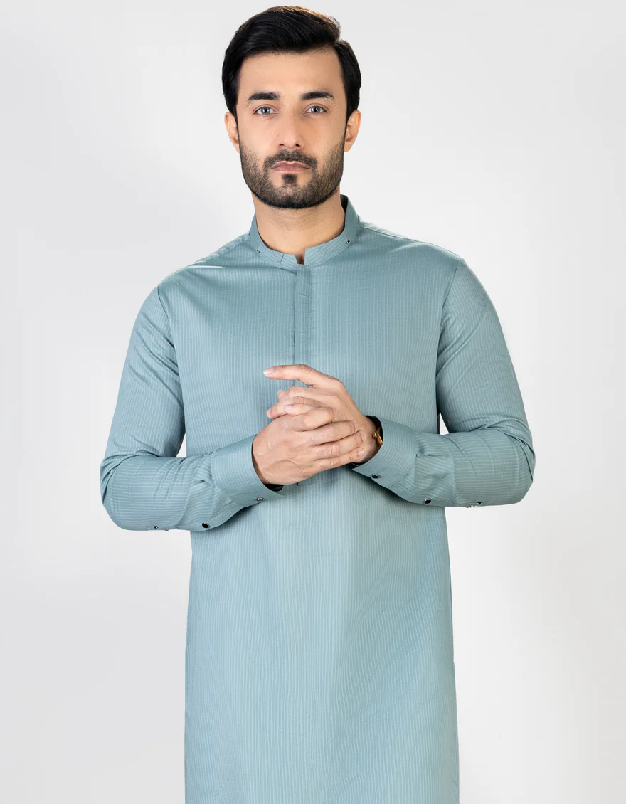 SEA GREEN CVC KURTA TROUSERS | JJKP-A-US-32702/S23/JJ8390-CL - Image 3