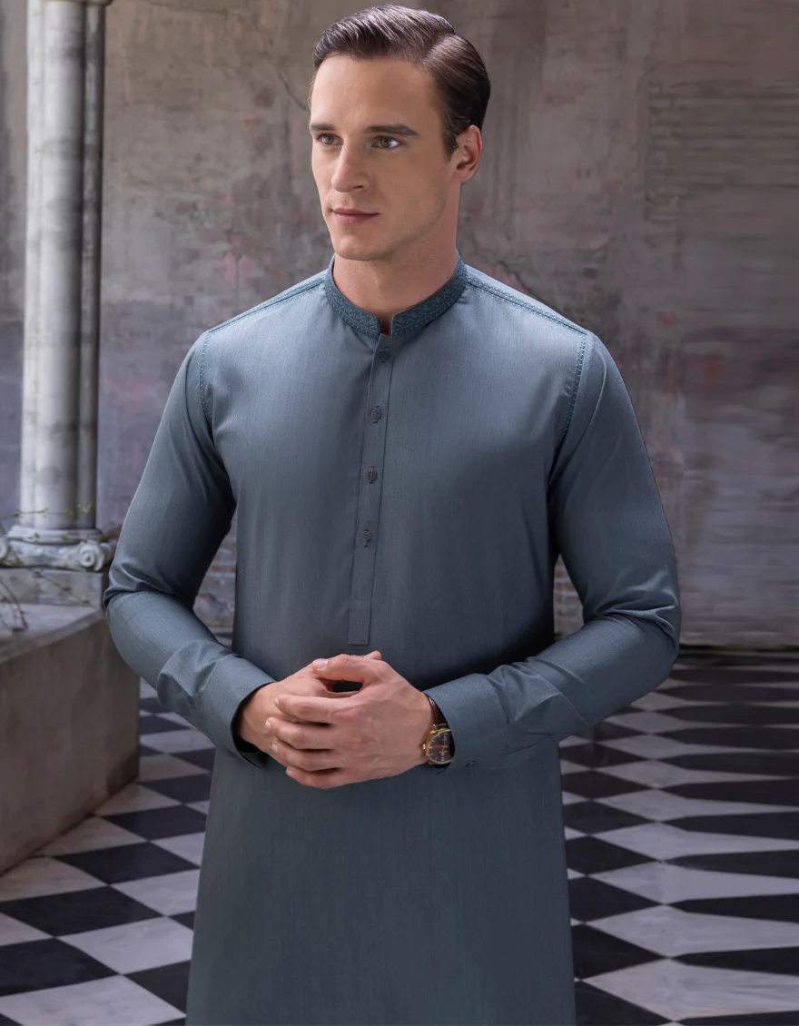 JADE GREEN BLENDED KURTA TROUSERS | JJKP-A-US-34279/W22/JJ8349-SF - Image 3