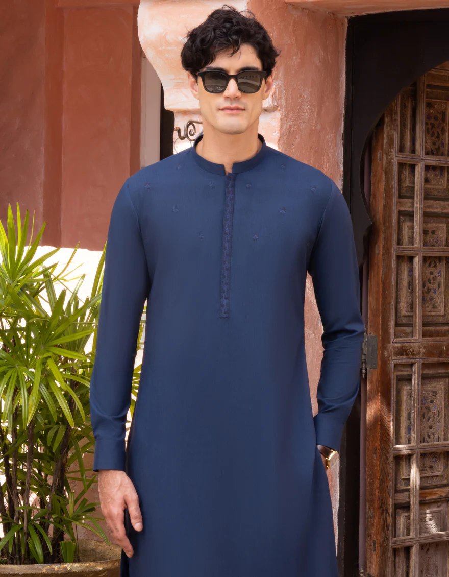 BLUE BLENDED KURTA TROUSERS | JJKP-A-US-34280/S23/JJ8349-SF - Image 3