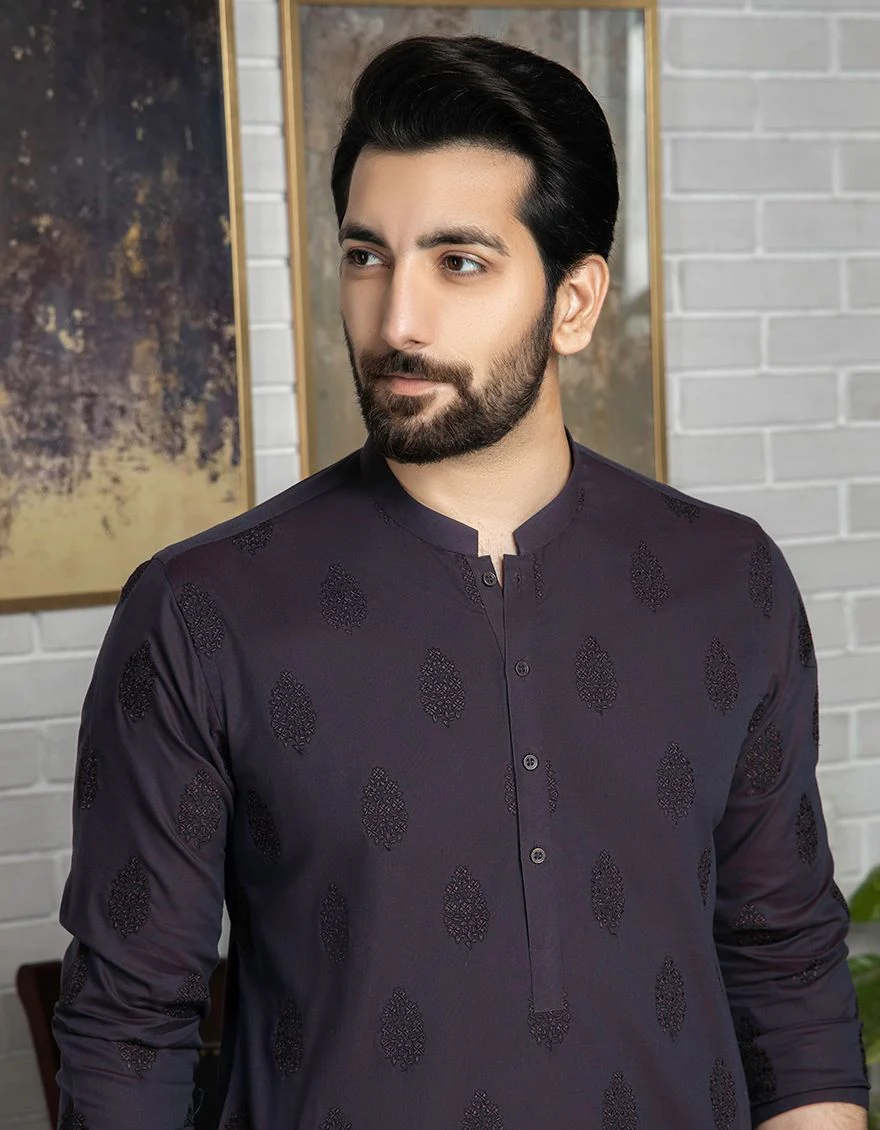 DARK PURPLE KURTA TROUSERS | JJKP-A-US-42213/S21/JJ7111-SF - Image 2