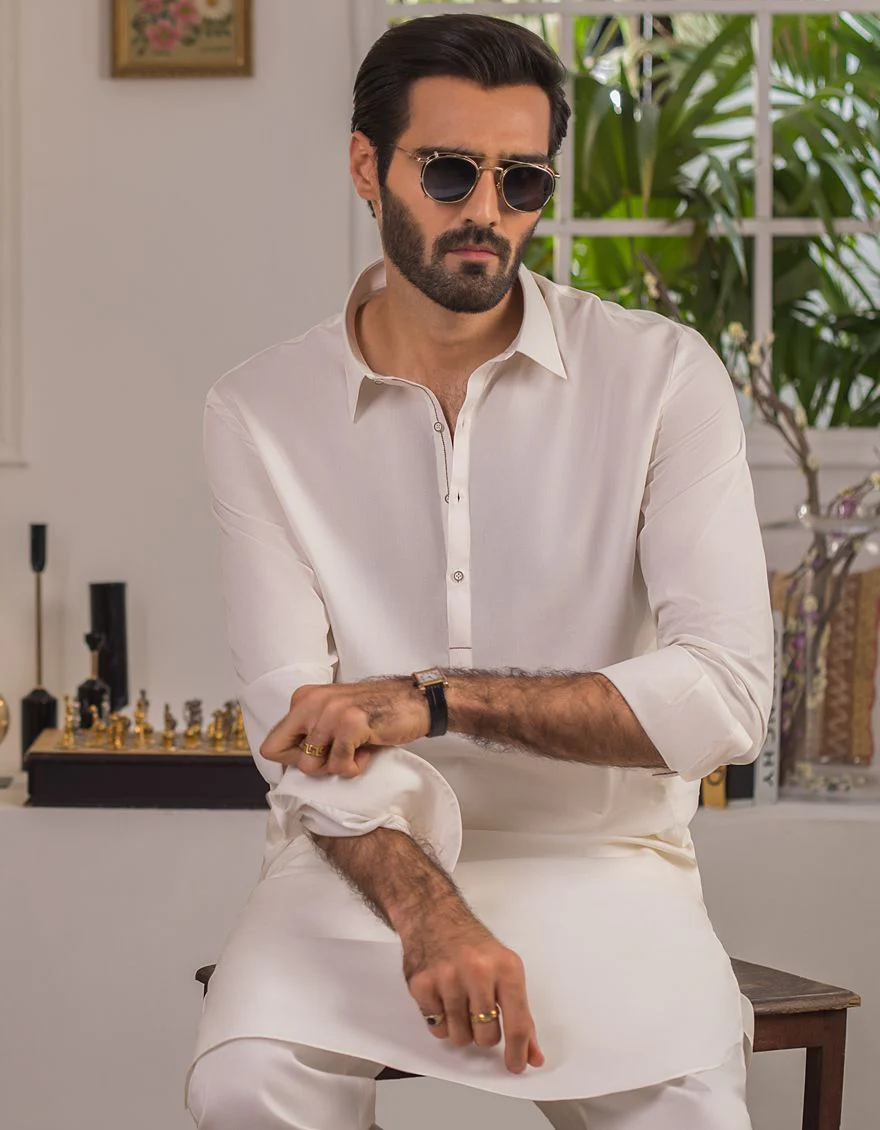CREAM KURTA TROUSERS | JJKP-A-US-42218/S21/JJ7551-PN - Image 2