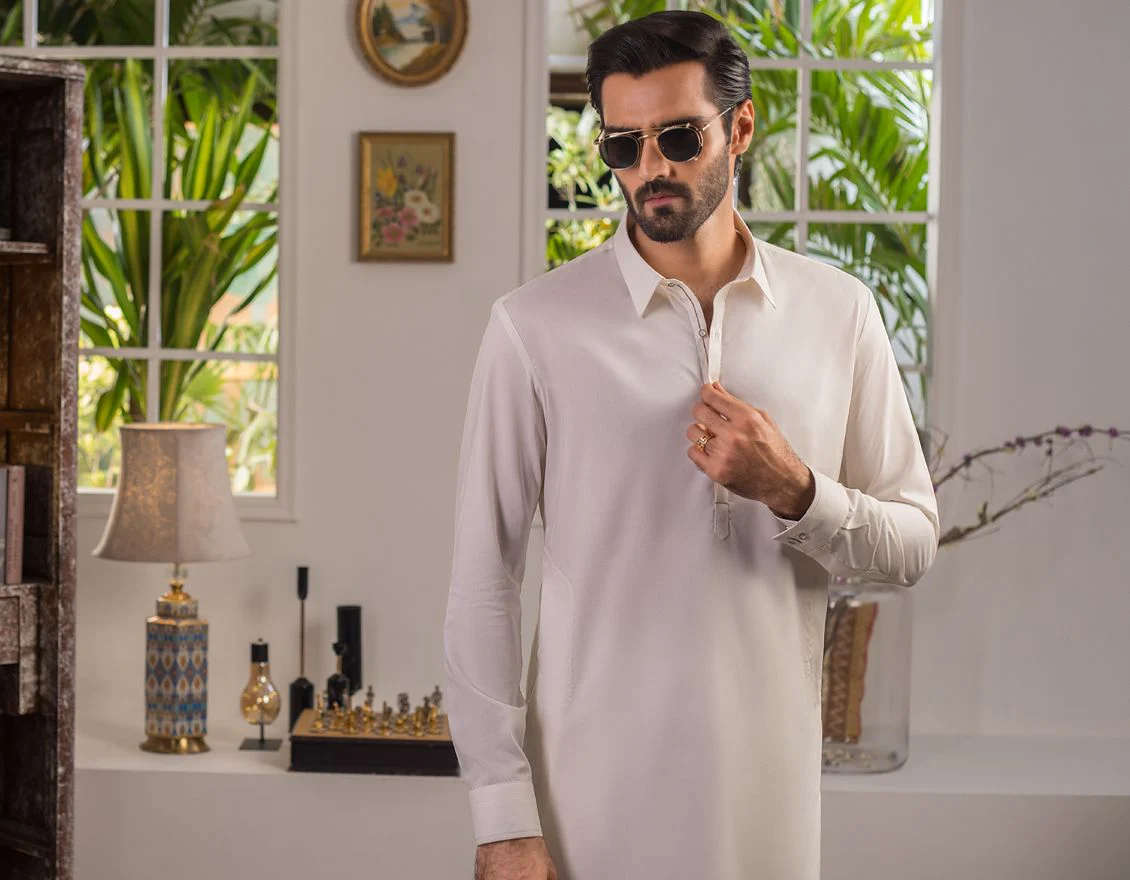 CREAM KURTA TROUSERS | JJKP-A-US-42218/S21/JJ7551-PN - Image 3