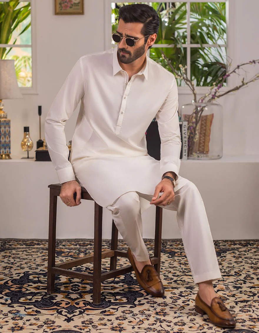 CREAM KURTA TROUSERS | JJKP-A-US-42218/S21/JJ7551-PN - Image 4