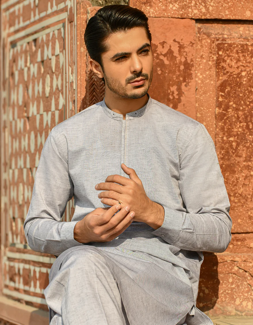 GREY VISCOSE KURTA TROUSERS | JJKP-A-US-42377/S22/JJ8123-CL - Image 2