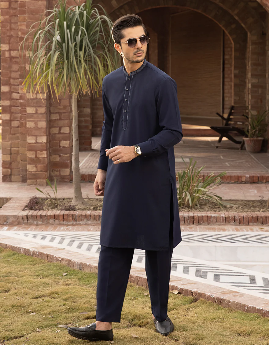 NAVY BLUE VISCOSE KURTA TROUSERS | JJKP-A-US-43077/S22/JJ8107-SF