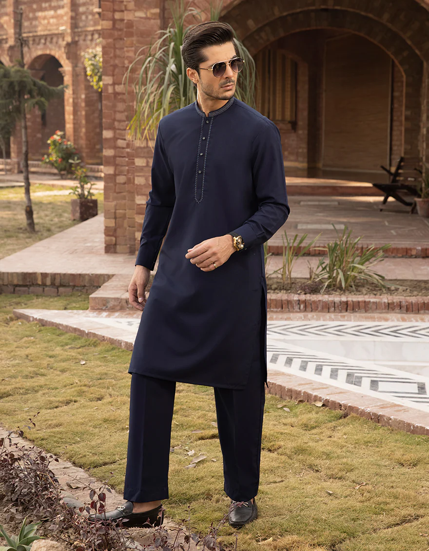 NAVY BLUE VISCOSE KURTA TROUSERS | JJKP-A-US-43077/S22/JJ8107-SF - Image 5