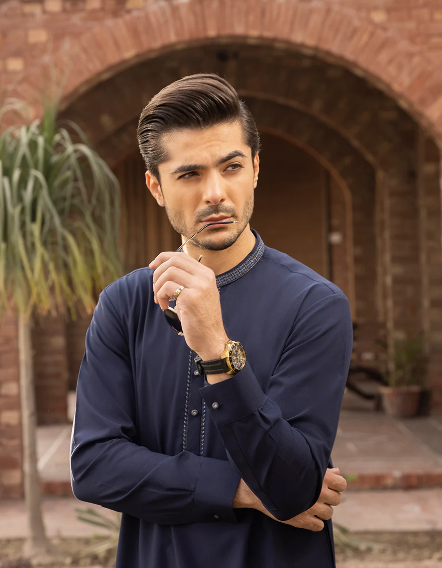 NAVY BLUE VISCOSE KURTA TROUSERS | JJKP-A-US-43077/S22/JJ8107-SF - Image 6