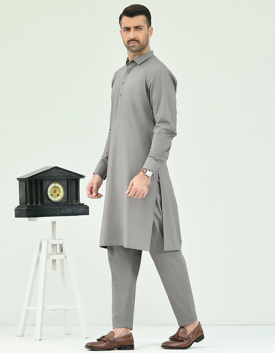 GREY COTTON KURTA TROUSERS | JJKP-A-US-43128/S22/JJ7420-CL - Image 3