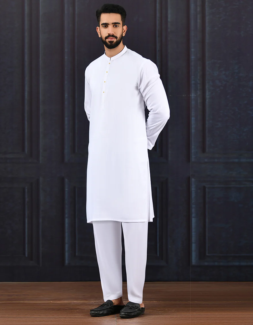 WHITE VISCOSE KURTA TROUSERS | JJKP-A-US-44025/S22/JJ8346-PN