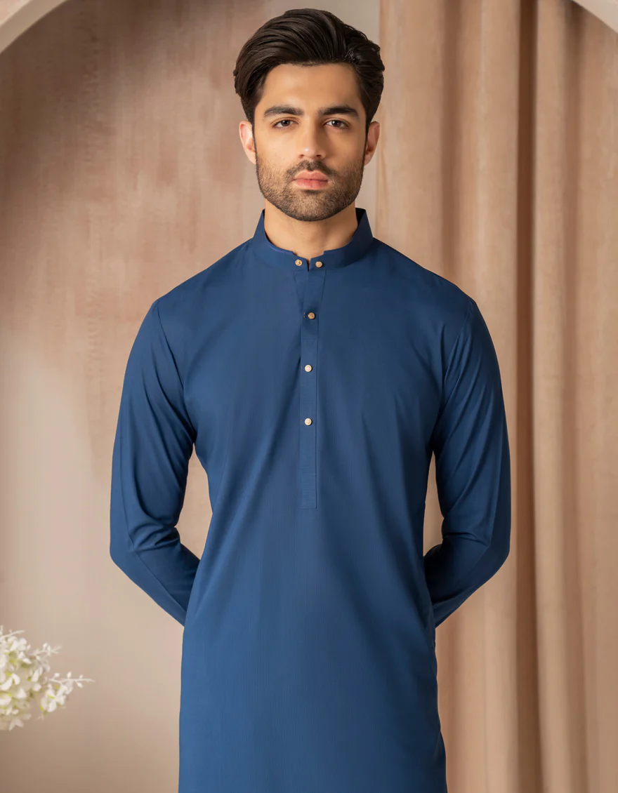 BLUE BLENDED KURTA TROUSERS | JJKP-S-33412/S25/JJ10029-CL - Image 2