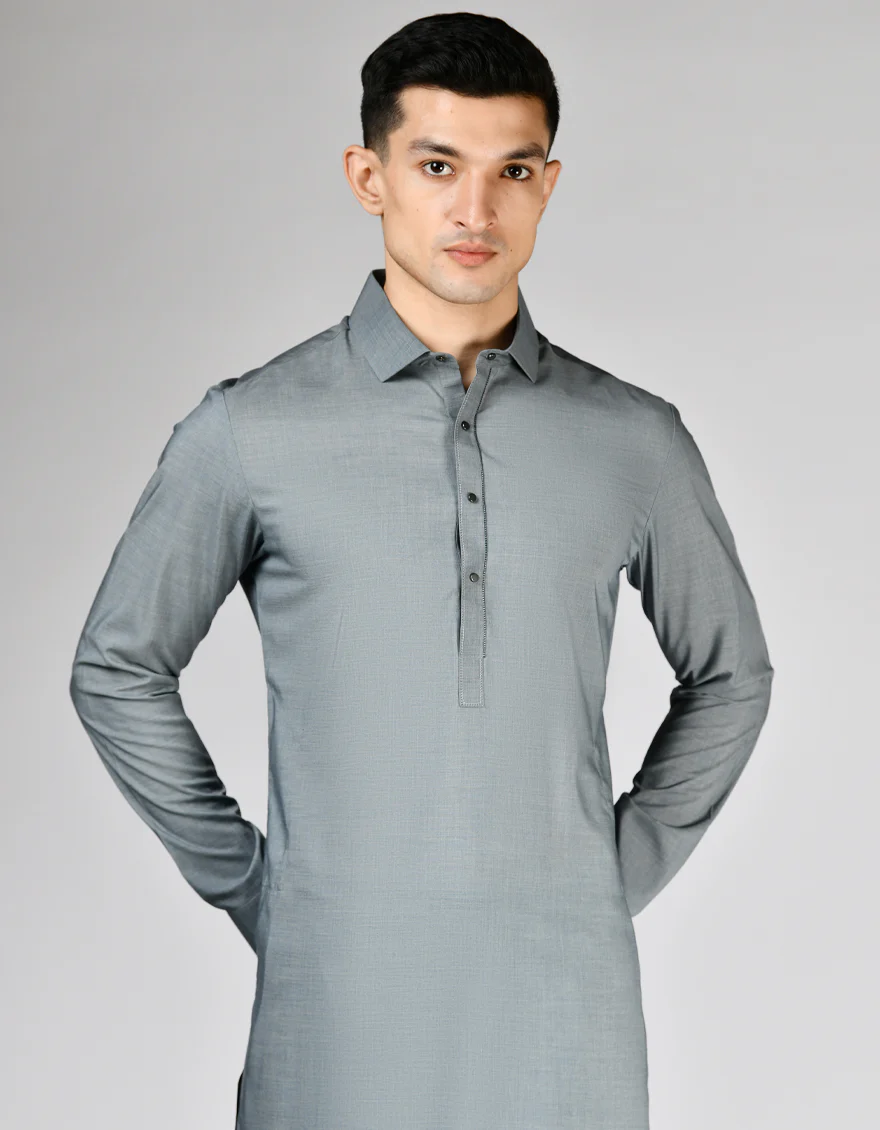 GREY BLENDED KURTA TROUSERS | JJKP-S-47294/S24/JJ9377-PN - Image 2