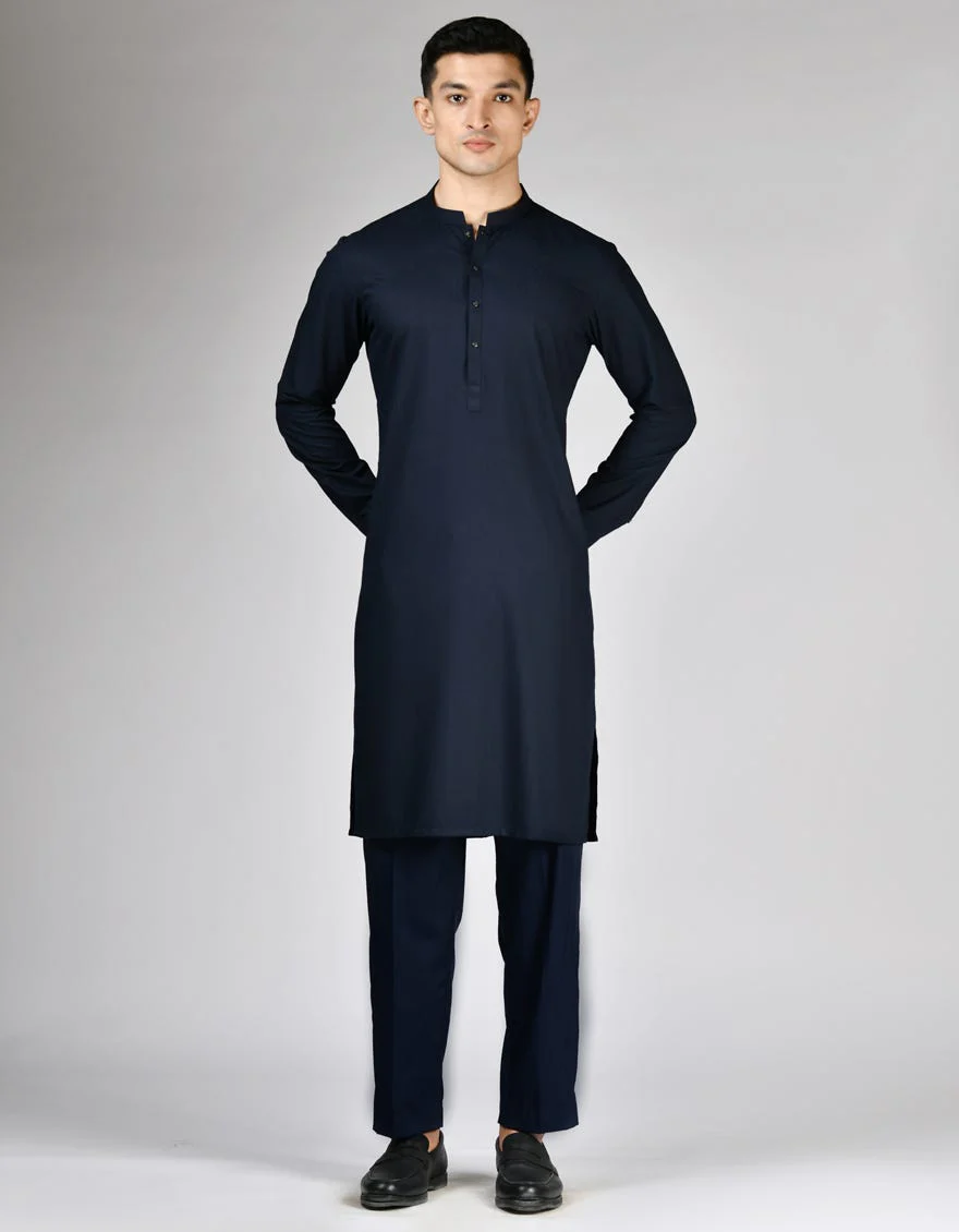 BLUE BLENDED KURTA TROUSERS | JJKP-S-47328/S24/JJ8802-PN - Image 3
