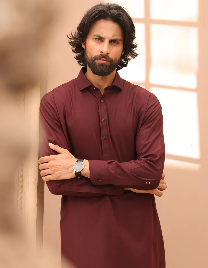 RED BLENDED KURTA TROUSERS | JJKP-S-91418/S24/JJ8791-PN - Image 2