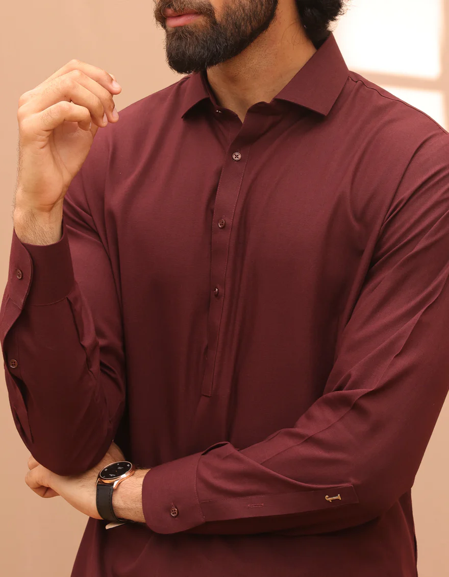 RED BLENDED KURTA TROUSERS | JJKP-S-91418/S24/JJ8791-PN - Image 3