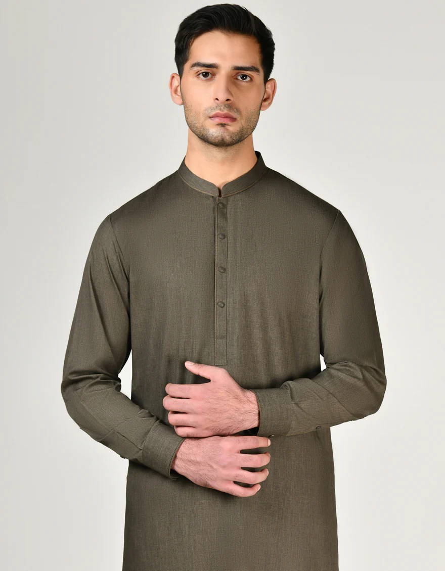 GREEN BLENDED KURTA TROUSERS | JJKP-S-91446/S24/JJ9366-CL - Image 2