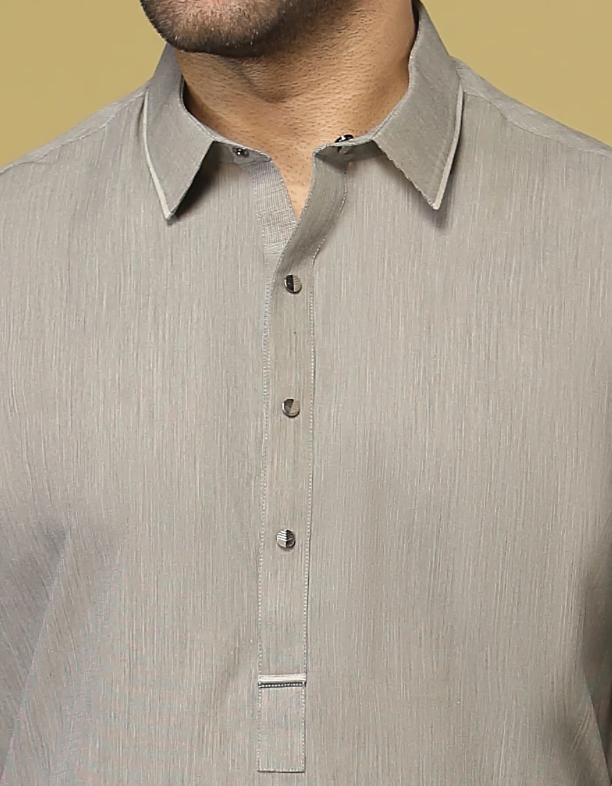 LIGHT GREY BLENDED KURTA TROUSERS | JJKP-S-US-32579/S22/JJ7638-CL - Image 2
