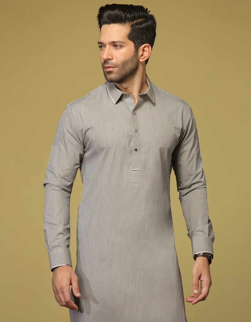 LIGHT GREY BLENDED KURTA TROUSERS | JJKP-S-US-32579/S22/JJ7638-CL - Image 3