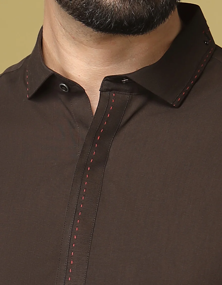 DARK BROWN BLENDED KURTA TROUSERS | JJKP-S-US-32580/S22/JJ7638-CL - Image 2