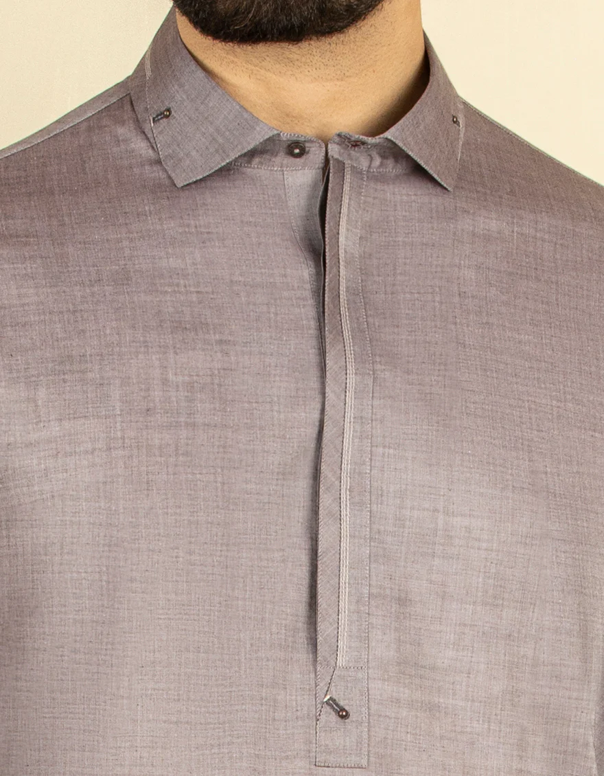 TWO TONE GREY COTTON KURTA TROUSERS | JJKP-S-US-32599/S22/JJ7689-CL - Image 2