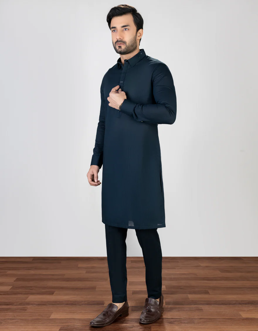 DEEP NAVY CVC KURTA TROUSERS | JJKP-S-US-32703/S23/JJ8390-CL