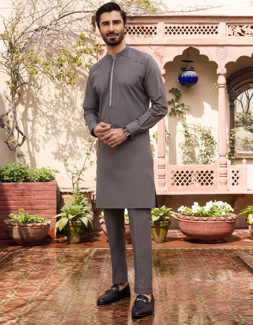 GREY CVC KURTA TROUSERS | JJKP-S-US-34167/S22/JJ7638-CL - Image 3