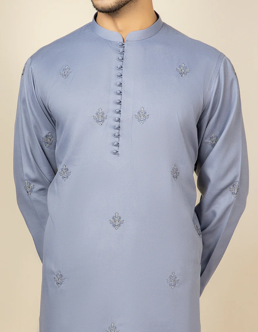 PERIWINKLE BLENDED KURTA TROUSERS | JJKP-S-US-34175/S22/JJ7605-FL - Image 2