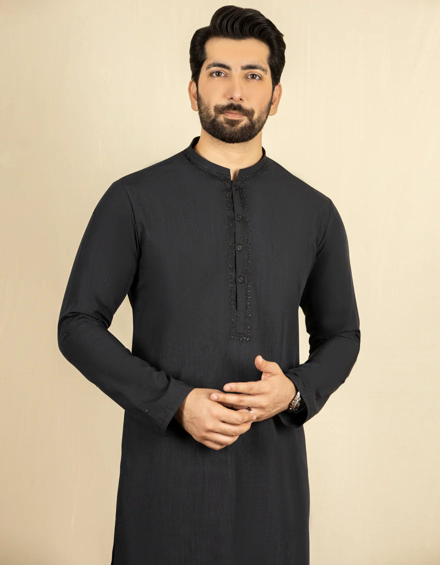 BLACK COTTON KURTA TROUSERS | JJKP-S-US-34192/S22/JJ8234-FL - Image 2