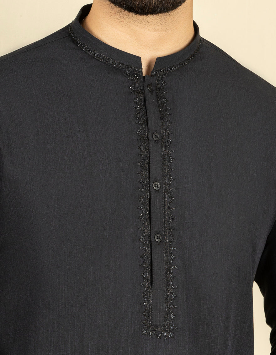 BLACK COTTON KURTA TROUSERS | JJKP-S-US-34192/S22/JJ8234-FL - Image 3