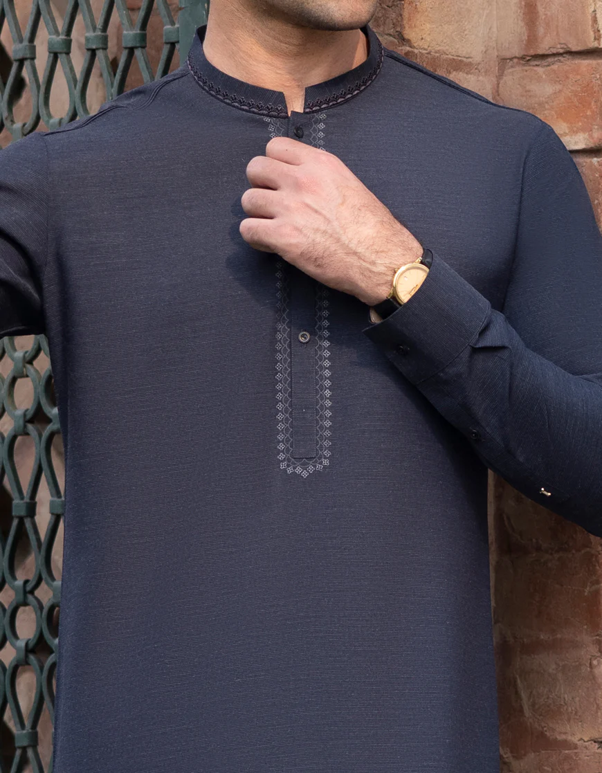 DARK BLUE BLENDED KURTA TROUSERS | JJKP-S-US-34360/S23/JJ8783-SF - Image 2