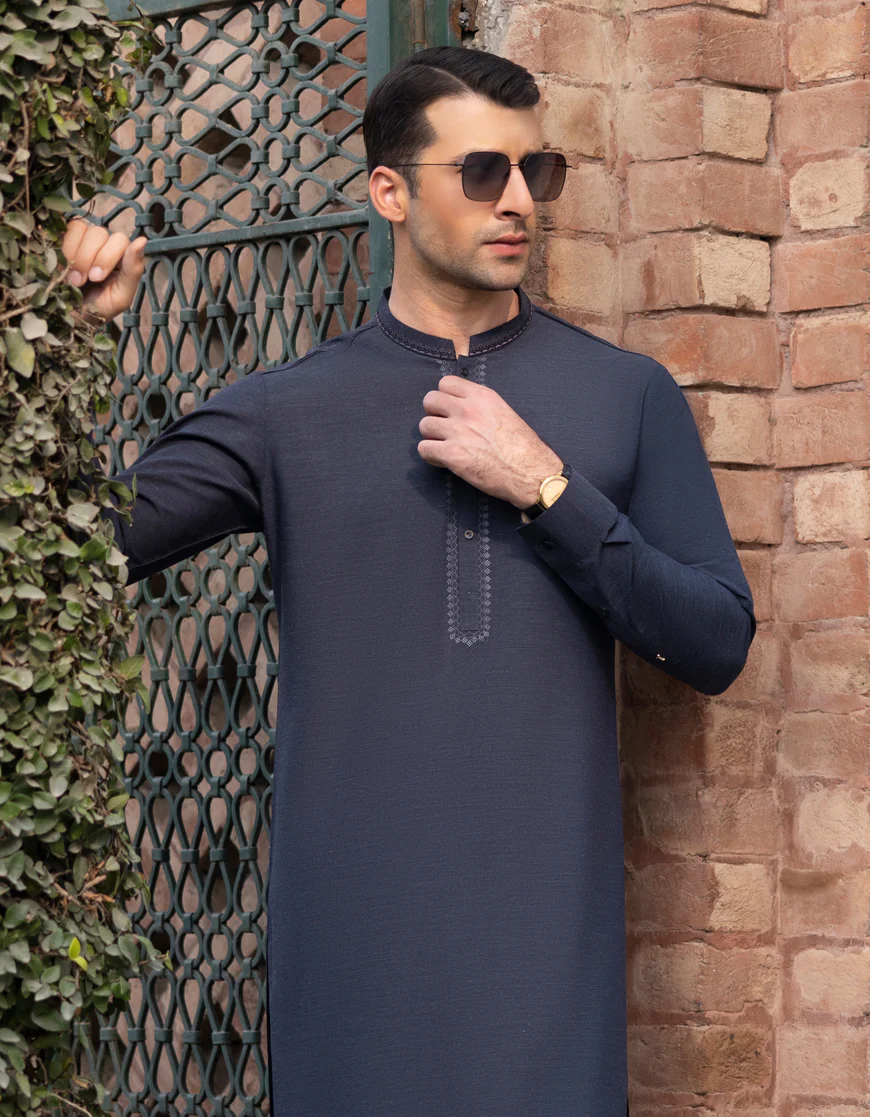 DARK BLUE BLENDED KURTA TROUSERS | JJKP-S-US-34360/S23/JJ8783-SF - Image 3