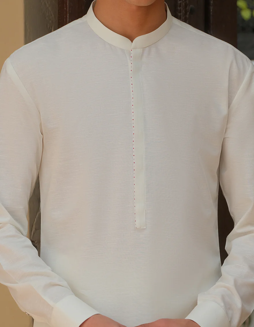 WHITE COTTON KURTA TROUSERS | JJKP-S-US-36892/S22/JJ7620-PN - Image 2