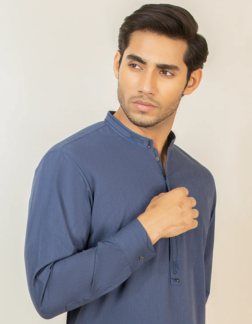 DULL BLUE BLENDED KURTA TROUSERS | JJKP-S-US-36901/S22/JJ7638-CL - Image 2
