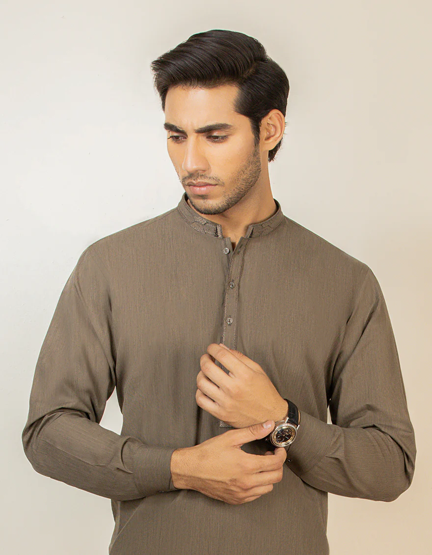 MEHNDI GREEN BLENDED KURTA TROUSERS | JJKP-S-US-36903/S22/JJ7638-CL - Image 2