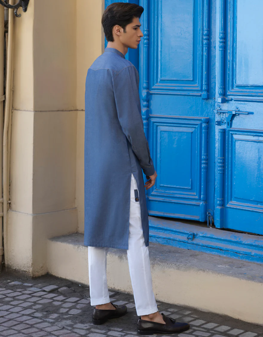 BLUE COTTON KURTA TROUSERS | JJKP-S-US-40235/S22/JJ7609-CL - Image 7