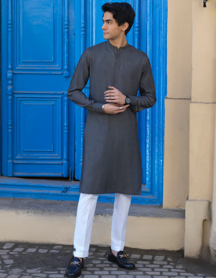 DENIM GREY COTTON KURTA TROUSERS | JJKP-S-US-40236/S22/JJ7609-CL - Image 5